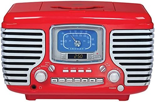 Crosley Corsair Retro Style AM/FM Clock Radio Dual Alarm CD Player - Red