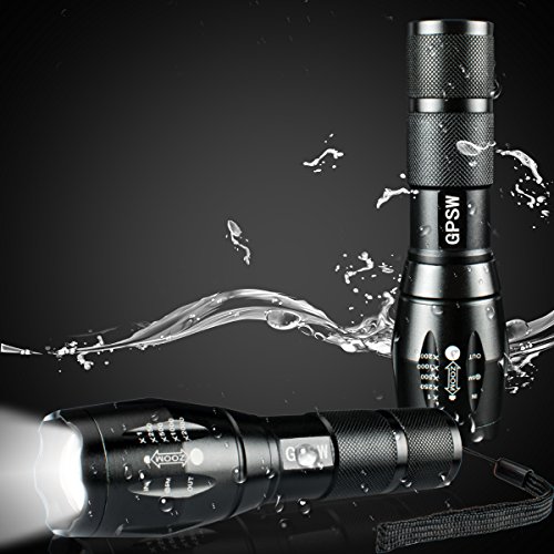 Tactical Flashlight , Waterproof LED Flashlights Outdoor Lighting Torch Portable Zoomable Home Emergency Adjustable Focus Power for Outdoor Camping Hiking Biking ( 2 Pack ) - Thumbnail 6