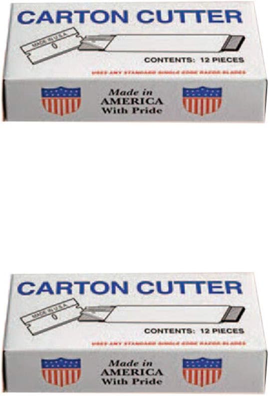 Single Edge Carton Cutter with Single Edge Razor Blade, Box Cutter Knife, Made in USA, Retractable and Replaceable Blade, Tap Open/Tap Close, 2 Pack (12 per Box)