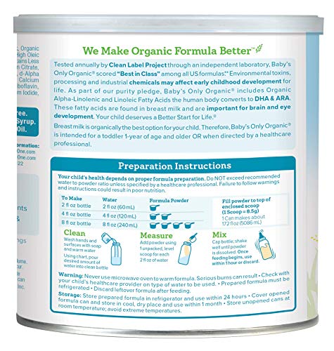 Baby's Only Dairy Toddler Formula - Non GMO, USDA Organic, Clean Label Project Verified, Value Size (Single Can), 26.1 oz