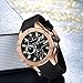 MEGIR M en Sports Quartz Wrist Watch Analogue Chronograph Luminous Auto Calendar with Black Silicone Band Rose Gold Alloy Case