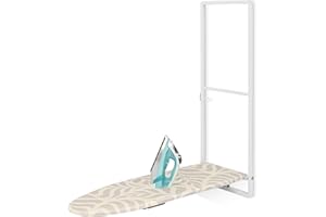 KINGBOARD Over Door Ironing Board, Hanging Ironing Board with Iron Holder, 36" X 12" Compact Fold Down Iron Board for Small Spaces, Removable Heat Resistant Cover, White