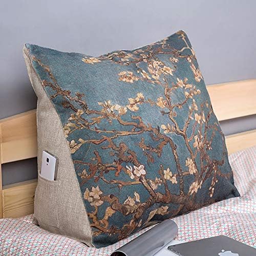 TOPY Triangular Wedge Cushion, Linen Pp-cotton Filled Backrest Positioning Support Reading Pillow Office Lumbar Pad With Removable Cover-h 60x50x30cm(24x20x12inch)