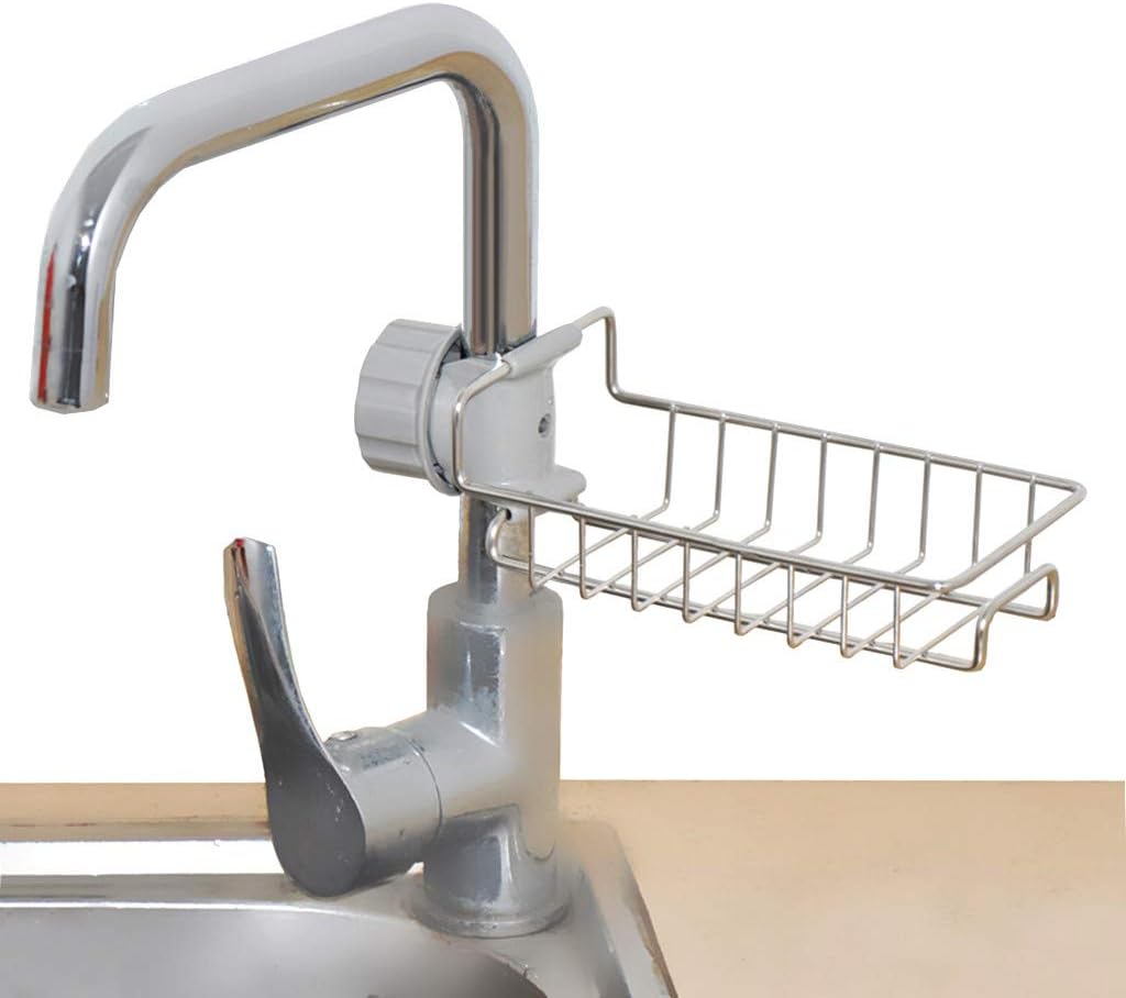 Highpot Stainless Steel Sink Caddy Organizer Dishwashing Drainer Shelf Soap Sponge Storage Rack Holder