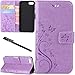 Urvoix for iPhone 7 / iPhone 8 Case, Card Holder Stand Smooth Hand Feel PU Leather Wallet Case - Embossed Flower Butterfly Flip Cover for 4.7