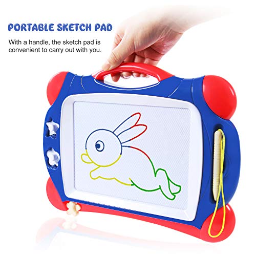Magnetic Drawing Board Toy for Preschooler, Magna Doodles Drawing Writing Sketching Pad with 3 Stamps, Non-Toxic Colorful Erasable Sketching Pad Tablet for Toddler Kids