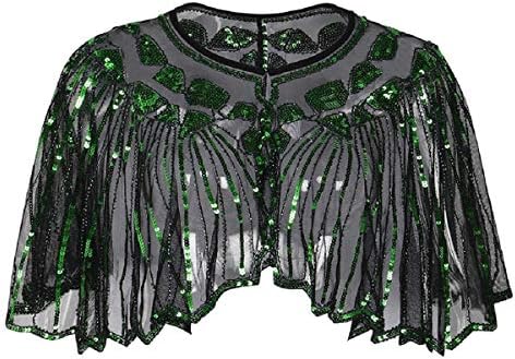 Wintialy Women's 1920s Shawl Beaded Sequin Deco Evening Cape Bolero Flapper Cover up