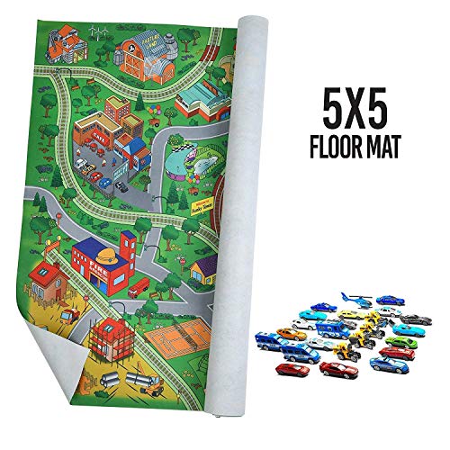 PREXTEX Toddler Playmat - Car Rug Play Mat with 25