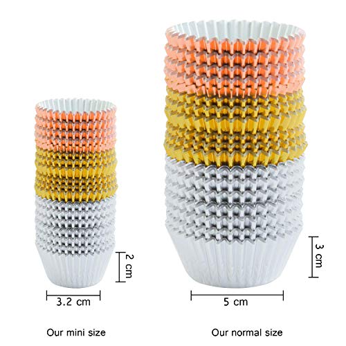 Elcoho 600 Pieces 1.25 Inch Mini Foil Metallic Cupcake Liners Muffin