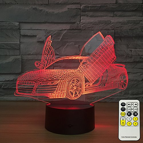 image for INSONJOHY Sport Car 3D Optical Illusion Lamps Night Lights for Kids 7 