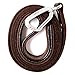 Mighty Paw Leather Dog Leash for Large Breeds - Soft Padded Handle - Extra D-Ring for Waste Bags - Strong Climbers Clip - 6 Ft Dog Leashes for Large Breeds - Leather Lead - Brown