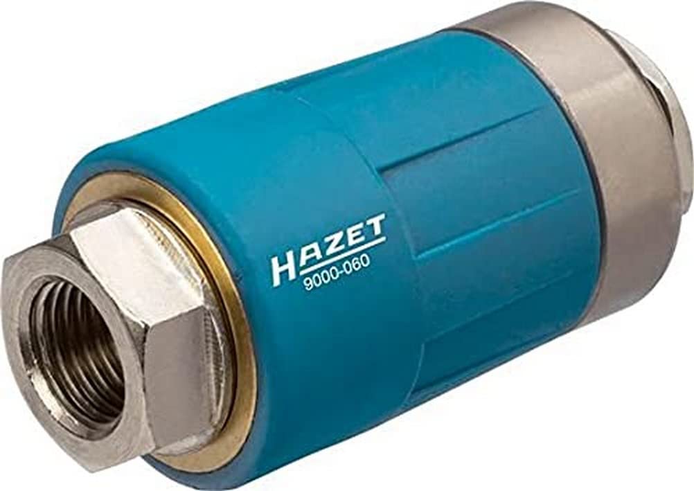 Raccordo di sicurezza HAZET 9000-060, Raccordo rapido sicuro per aria compressa, filettatura femmina 12,91 mm (1/4 di pollice), per tutti i nippli di connessione dell'aria, 0-20 bar
