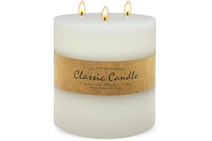 UNICY Large 3-Wick Ivory Pillar Candle - 6x6 Inch Dripless & Smokeless Unscented Fat Candle, 120 Hour Long Burning Hand-Poured Thick Candle with Cotton Wicks