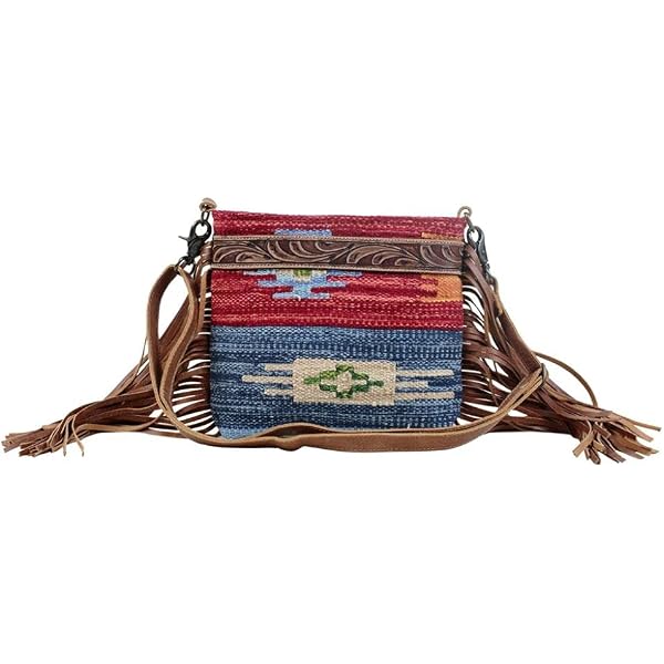 Myra Polychromatic Tote Bag - Upcycled Cotton & Leather Striped Tote, 16.5x15.5x4.5 Inches