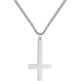 PROSTEEL Satanic Jewelry Upside Down Cross Necklace for Men Women, 316L Stainless Steel/925 Sterling Silver Inverted Cross/Leviathan Cross Pendant, Gothic Occult Necklace 22"-24" Adjustable