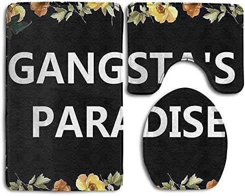 3 Piece Set Non-slip Bathroom Rug Flannel Shower Mat Machine-Washable Bath Mats With Water Absorbent Soft Memory Foam - Gangsta's Paradise