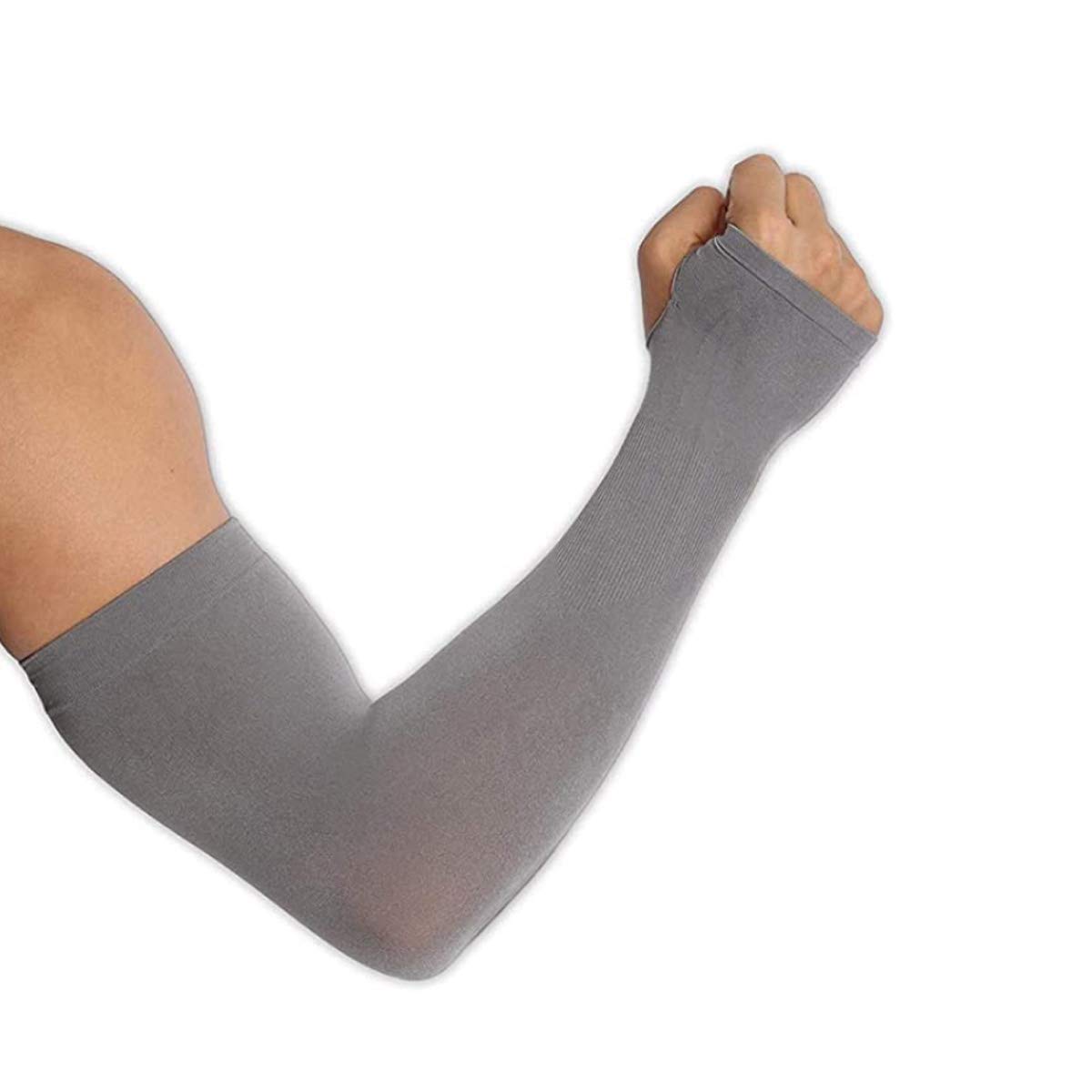 Ruiuzioong Cooling Arm Sleeves UV Protection Arm Sleeves Cooling Repellent Arm Cover Sun-Protection for Cycling, Driving, Outdoor Sports, Golf, Basketball Sleeves for Men Women (Grey - finger)