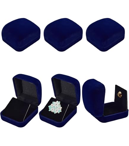 thumbnail image 2 of 6-Pack Blue Velvet Badge Display Box - 30mm Lapel Pin Holder, Square Velvet Storage Case 2 of 14
