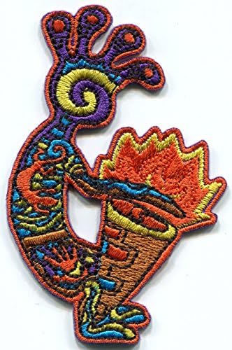 Bongo fury kokopelli fertility deity hippie embroidered applique iron-on patch S-1519