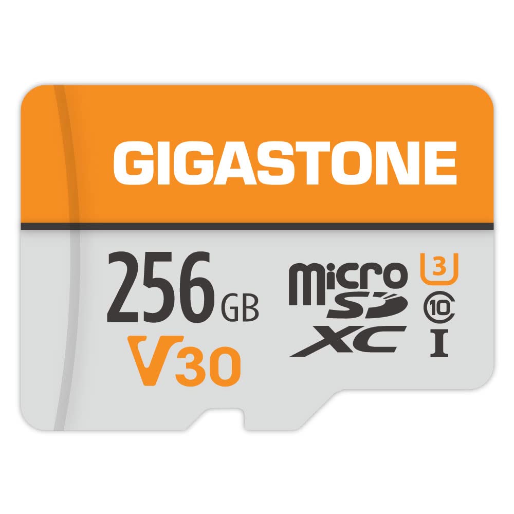 GIGASTONE 256GB Micro SD Card with SD Adapter + Mini-case, A1 V30 U3 C10 90MB/s, MicroSDXC Memory Card for Android Phone Tablet GoPro Camera Drone PC