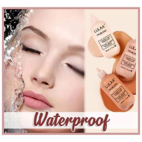 Kidirt, Matte Foundation Full Coverage - 24 Hours Block defect Moisturizing Liquid Foundation - Waterproof Foundation Concealer Cream - Long Lasting face Primer with Makeup Puff (02#Ivory White)