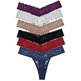 Le Ange Intimates Women 6 Pack Solid Color Lace Thong Panties Underwear