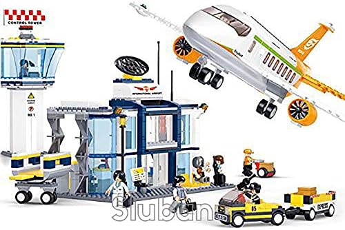Sluban Bundle (Brand New in Original English Boxes) - Huge Airport, Limo, Helicopter, City Bus and Extra Large Baseplate. 100% LEGO Compatible - Educational Toy - Building Block Sets