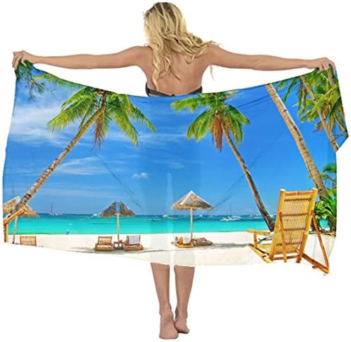 AMERICAN TANG scarf cover up Tropical tree sea Beach Beach Sarong Wrap Scarf