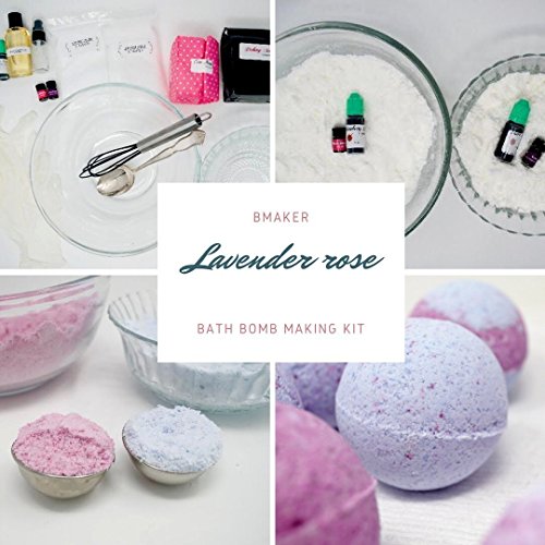 bMAKER DIY Bath Bomb Making Kit - Lavender & Rose Essential Oil, Colorants, Easy to Do - Fun Science Project - Gift Idea for kids and adults