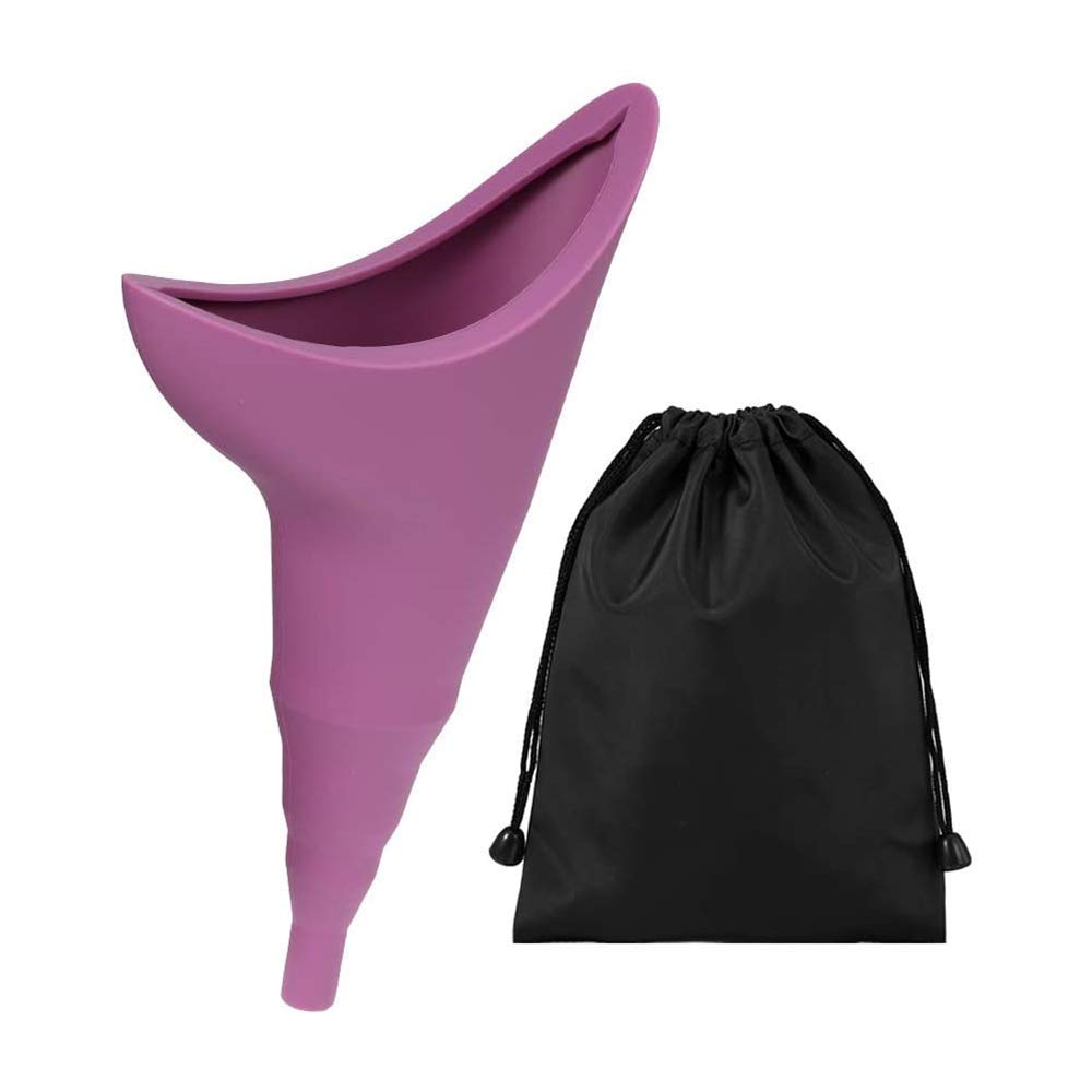 Ikruidy Female Urinal Silicon Travel Urination Reusable Purple Device Female Urination Device with Storage Bag for Ladies at Events Festivals Camping Travel Outdoors on Car Journey's camping