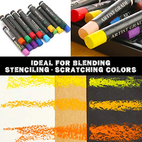 Mincho Artist Oil Pastels, 36 Assorted Colors Non Toxic, Artist Grade, Super Soft, Smooth Blending Texture, Ideal for Blending, Stenciling, Scratching Colors, Gift, Kids 3 & Up - Thumbnail 3