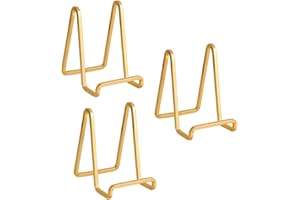 Plate Holder Easel Display Stand - 4.5 inch Metal Plate Stands for Display - Tabletop Picture Stand - Gold Iron Easels for Di