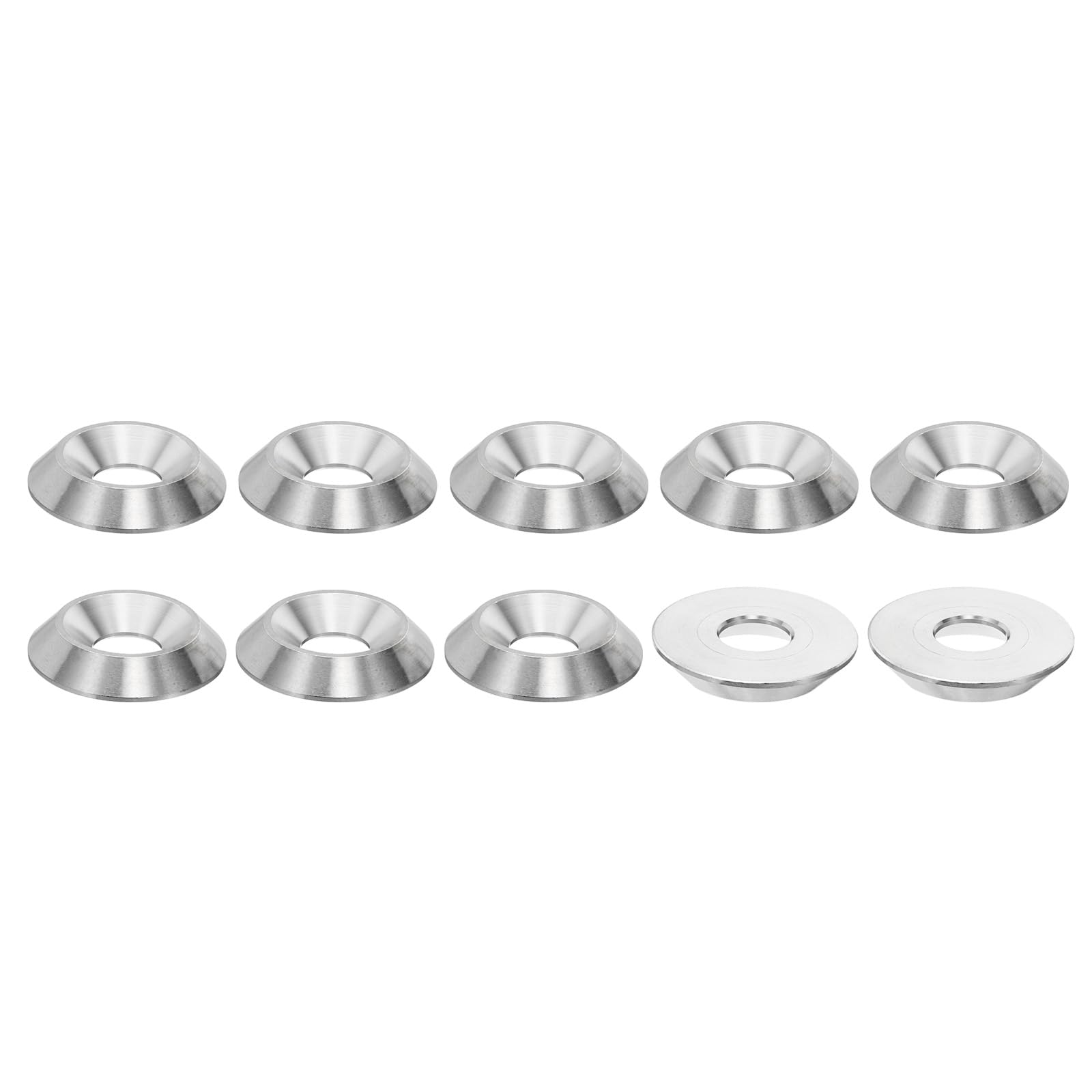 PATIKIL M10 Finish Countersunk Washer, 10pcs 30mm Dia. 5.5mm Tall Solid 304 Stainless Steel CNC Cup Washer Flat Screw Head Gasket for Constructions, Taper