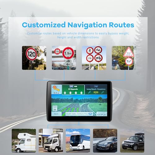 7'' GPS Navigator for Car Truck RV - 2026 North America Maps Free Lifetime Updates, Touchscreen Navigation System, Speed & Red Light Warning, Turn-by-Turn Voice Guidance, for All Cars