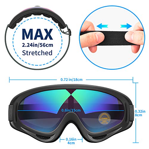 WARMQ Ski Goggles, Snowboard Goggles with UV 400 Protection, Anti-Fog, Windproof, Dustproof and Anti-Glare Lenses, Adjustable OTG Snow Goggles for Kids, Youth, Men & Women (Multicolor and Brown)