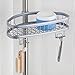 iDesign York Metal Wire Tension Rod Corner Shower Caddy, Adjustable 5'-9' Pole and Baskets for Shampoo, Conditioner, Soap with Hooks for Razors, Towels, Silver