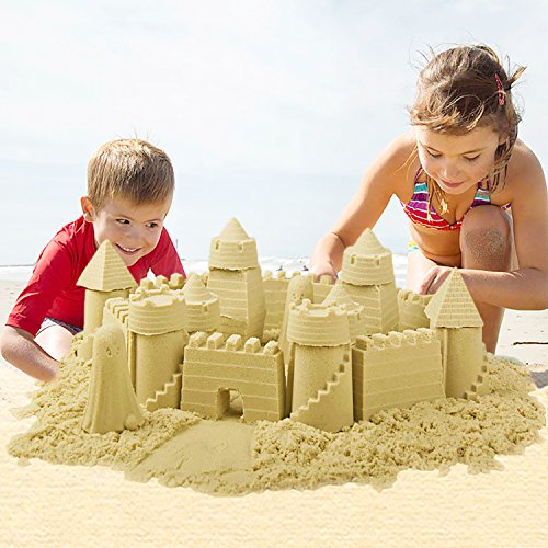 MEIGO Beach Sand Toys - Toddler Outdoor Pool Bath Play Set Soft Plastic Sandbox Toys with Models and Molds Bucket Shovel Rake Mesh Bag for Baby Kids (18pcs)