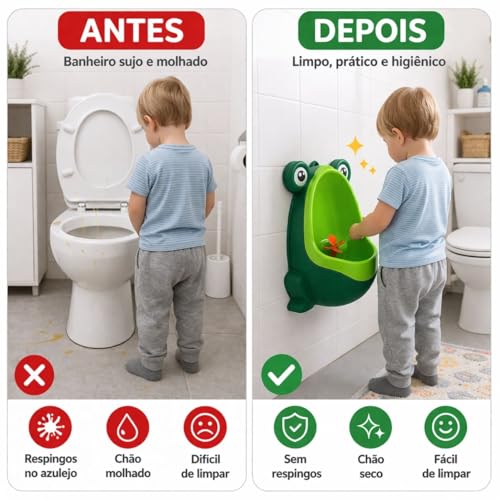 Mictório Infantil Sapinho Para Meninos - Penico de Parede Para Treinamento de Desfralde Com Alvo Giratório