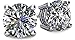 Central Diamond Center 14K Solid Gold Post & Sterling Silver 4 Prong CZ Stud Earrings - Rose Gold Plated - 6.50mm - 2.00cttw