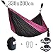 Cutequeen Double Nest Nylon Fabric Hammock with Multi Loops Tree Straps (Black/Purple)