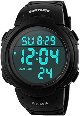 Huangtaii Military Mens 5ATM Dive Waterproof Digital LED Fashion Big Number Sport Watches with EL Backlight #Kdyl-31