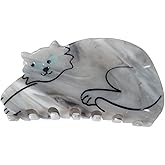 Grey Cat Claw Clips,Cellulose Acetate Hair Clips,Big Claw Clips for Women