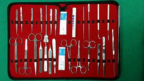 SYNAMED USA 40 PCS Advanced Dissection KIT for Anatomy and Biology Students with Scalpel Knife Handle 14 Blades CASE LAB Veterinary Botany Stainless Steel Dissecting Tool Set for Frogs Animals ETC
