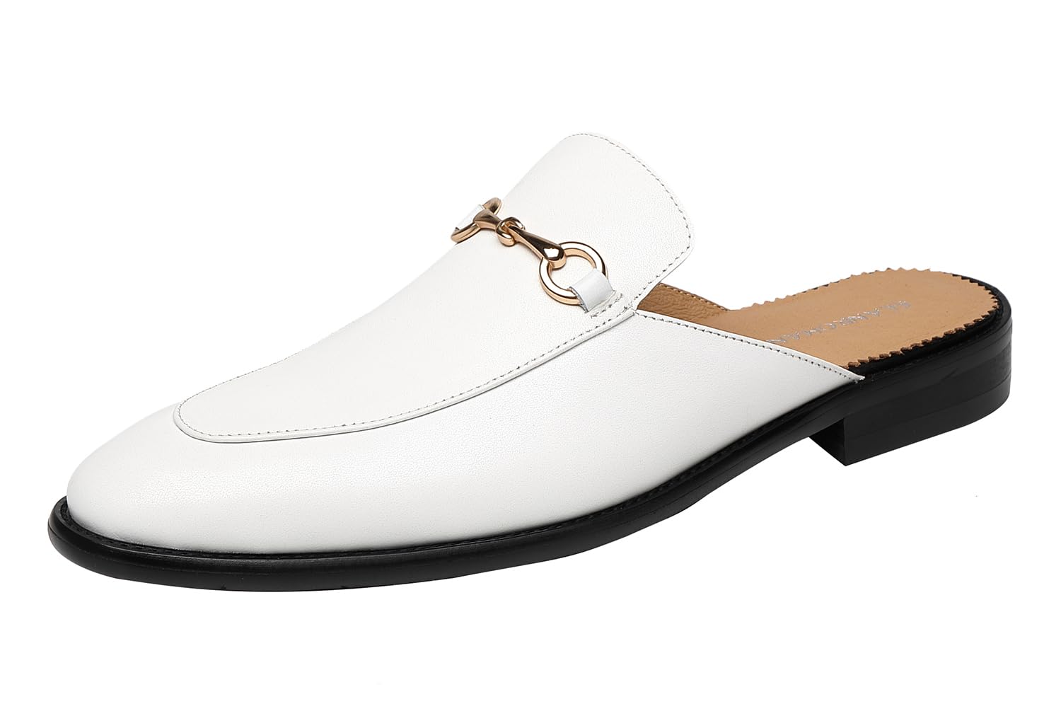 Photo 1 of ELANROMAN Mens Loafers Mules Backless Genuine Leather Horse Buckle Slippers Shoes White US 12