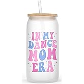 NMPCreativeStore In My Dance Mom Era Frosted Glass Cup 16Oz - Funny Dancer Mom Tumbler Glass 16 Oz - Coffee Mug Gifts For Mom On Birthday Gifts - Mothers Day Gifts - Cool Mom Gifts, Transparent