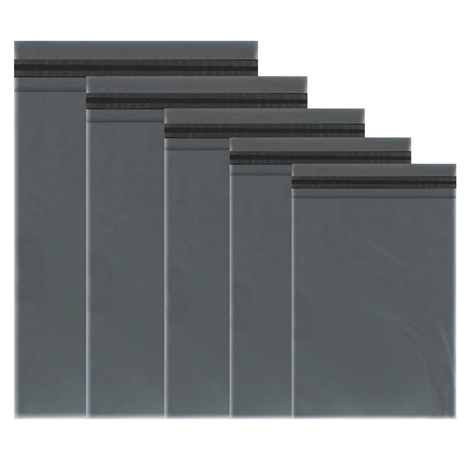 BRITISHPAPER 50 Mixed Grey Mailing Poly Postal Self Seal Postage Bags for Clothes 5 Sizes Mailing Bags Packaging Assorted Mailers Posting Shipping Post Parcels Package Bags Medium to Large