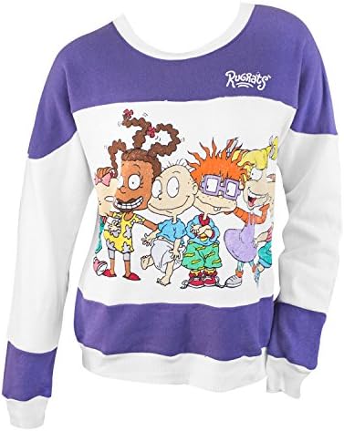 Rugrats Women's Striped & White Crewneck Sweatshirt Purple