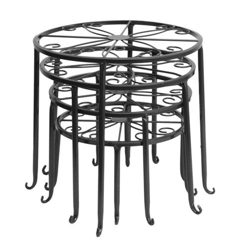 Metal 4 in 1 Potted Plant Stand Floor Flower Pot Rack/Round Iron Plant