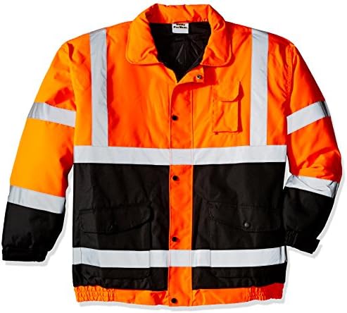 Utility Pro UHV562 Nylon/Polyester High-Vis Quilted Bomber Jacket with Cell Phone Pocket with Dupont Teflon fabric protector,  Orange,  5X-Large