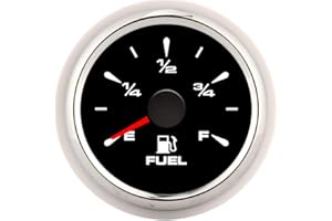 Fuel Level Gauge, 2in 190ohm Fuel Level Gauges Digital Display 8 Colors Backlight for 12V/24V Motorcycle Car Yacht (Silver Fr